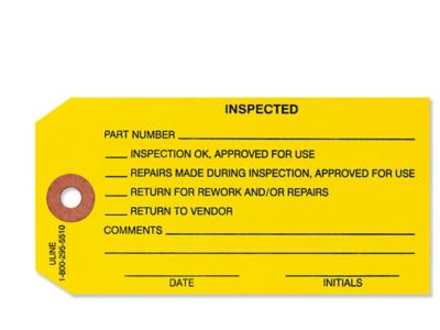 1-Part Inspection Tags - "Inspected", Plain S-7243PLAIN