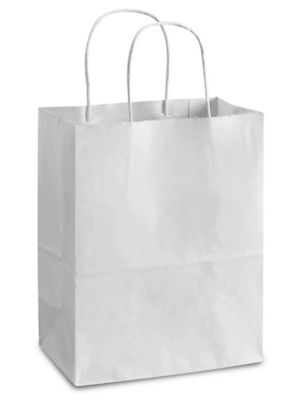 White Paper Shopping Bags - 8 x 4 1/2 x 10 1/4, Cub S-7262 - Uline