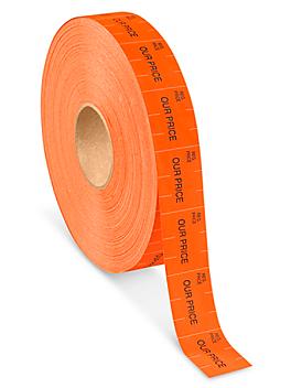 Monarch 1115&reg; Labels - "OUR PRICE", Fluorescent Red Removable S-7268