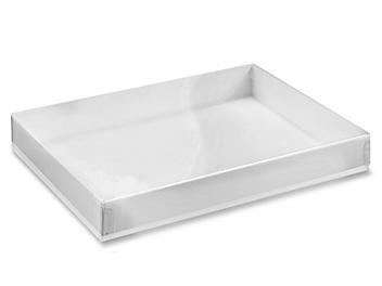 Clear Lid Boxes with White Base - 7 3/8 x 5 3/8 x 1" S-7282
