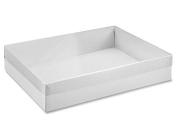 Clear Lid Boxes with White Base - 10 x 7 x 2" S-7284