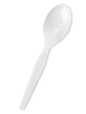 Plastic Spoons Bulk Pack Standard Weight, White S7305BS1 Uline