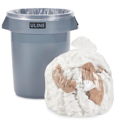 Uline Industrial Trash Liners - 33 Gallon, .75 Mil, Clear S-7316