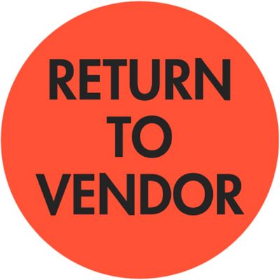 Étiquettes adhésives de gestion des stocks – « Return to Vendor », 2 po, circulaire