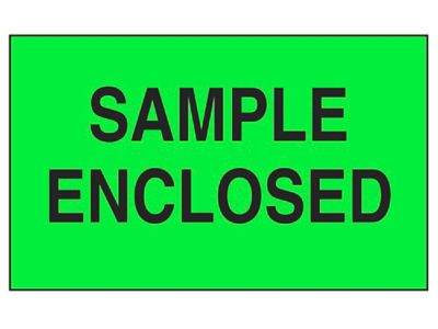 Étiquette adhésive – « Sample Enclosed », 3 x 5 po
