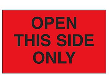 "Open This Side Only" Labels - 3 x 5" S-7385