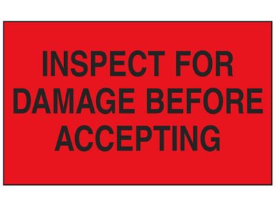 "Inspect for Damage Before Accepting" Labels - 3 x 5"