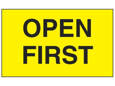 "Open First" Labels - 3 x 5"