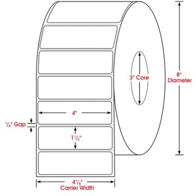 Industrial Thermal Transfer Labels - 4 x 1 1/2