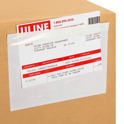 Top Loading Packing List Envelopes - Clear, 7 1/2 x 5 1/2" S-750