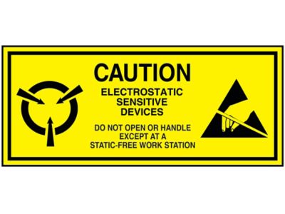 Static Warning Labels - "Caution/Electrostatic Sensitive Devices", 1 1/2 x 3"