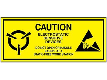 Static Warning Labels - "Caution/Electrostatic Sensitive Devices", 1 1/2 x 3" S-7605