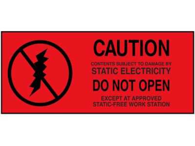 Static Warning Labels - "Caution...Do Not Open", 1 1/2 x 2 3/4" S-7606