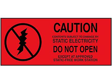 Static Warning Labels - "Caution...Do Not Open", 1 1/2 x 2 3/4"