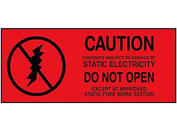 Static Warning Labels - "Caution...Do Not Open", 1 1/2 x 2 3/4" S-7606