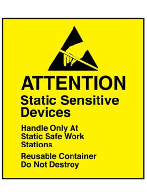 Static Warning Labels - "Attention/Static Sensitive Devices", 2 1/2 x 1 3/4" S-7608