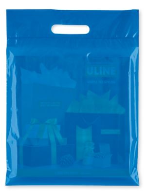 Blue plastic discount bags with handles