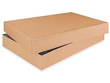 2-Piece Apparel Boxes - 15 x 9 1/2 x 2", Kraft Pinstripe S-7634