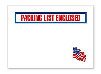 American Flag Packing List Envelopes - 4 1/2 x 5 1/2" S-7815
