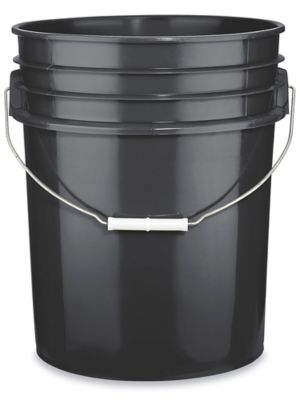  5 Gallon Black Buckets Six (6) Pack, Plastic