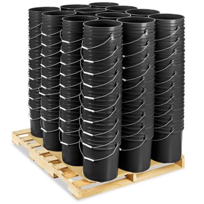 Plastic Pail Skid Lot - 5 Gallon, Black S-7914BLS
