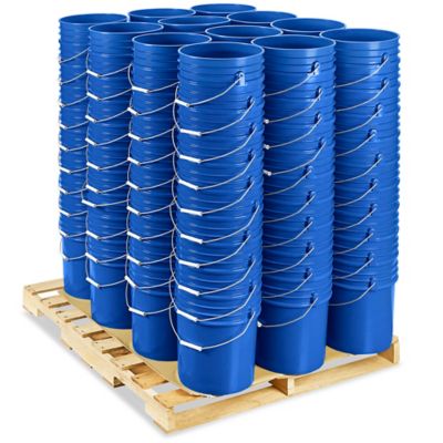 Plastic Pail Skid Lot - 5 Gallon, Blue S-7914BLUS