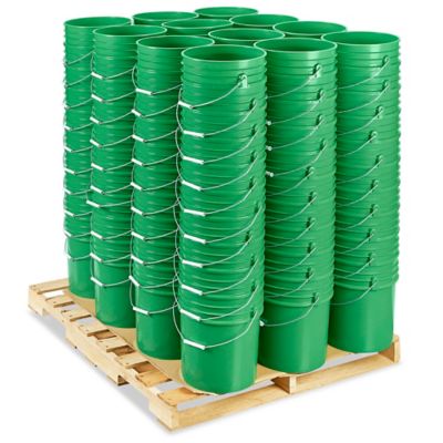 Plastic Pail Skid Lot - 5 Gallon, Green S-7914GS