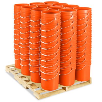 Plastic Pail - 5 Gallon, Orange S-7914O - Uline