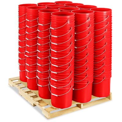 Plastic Pail Skid Lot - 5 Gallon, Red S-7914RS - Uline