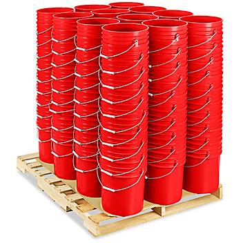Plastic Pail Skid Lot - 5 Gallon, Red S-7914RS