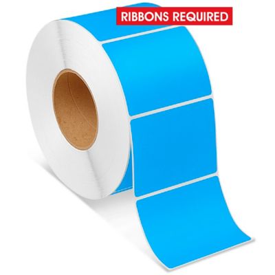 Industrial Thermal Transfer Labels - Fluorescent Blue, 4 x 3", Ribbons Required S-7989BLU