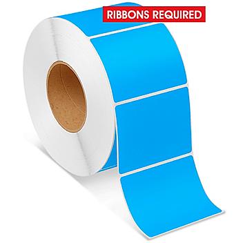 Industrial Thermal Transfer Labels - Fluorescent Blue, 4 x 3", Ribbons Required S-7989BLU