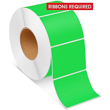 Industrial Thermal Transfer Labels - Fluorescent Green, 4 x 3", Ribbons Required S-7989G