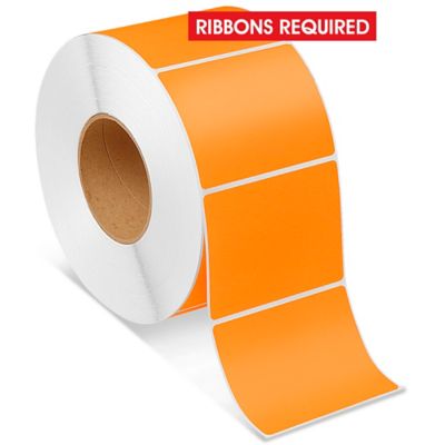 Industrial Thermal Transfer Labels - Fluorescent Orange, 4 x 3", Ribbons Required S-7989O