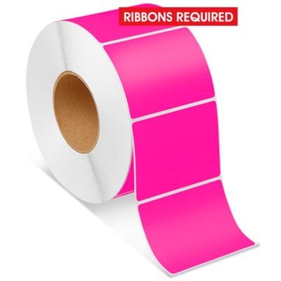 Industrial Thermal Transfer Labels - Fluorescent Pink, 4 x 3", Ribbons Required S-7989P