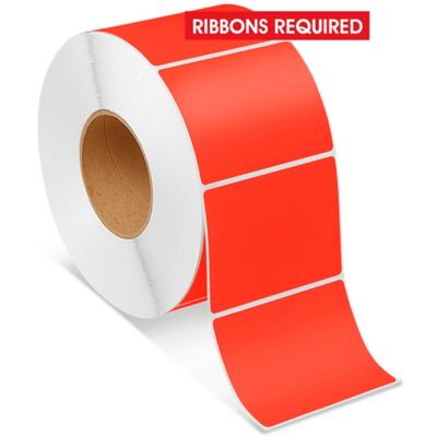 Industrial Thermal Transfer Labels - Fluorescent Red, 4 x 3", Ribbons Required S-7989R
