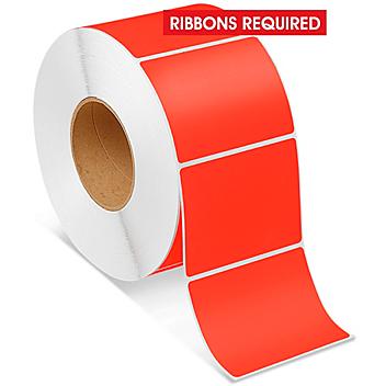 Industrial Thermal Transfer Labels - Fluorescent Red, 4 x 3", Ribbons Required S-7989R