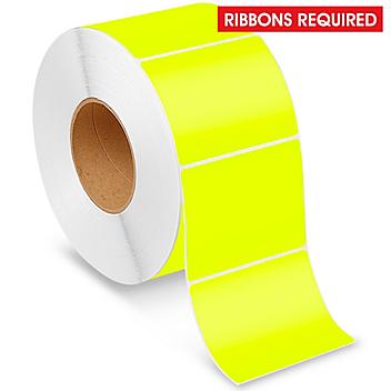 Industrial Thermal Transfer Labels - Fluorescent Yellow, 4 x 3", Ribbons Required S-7989Y