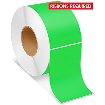 Industrial Thermal Transfer Labels - Fluorescent Green, 4 x 6", Ribbons Required S-7990G