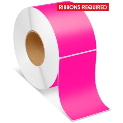 Industrial Thermal Transfer Labels - Fluorescent Pink, 4 x 6", Ribbons Required S-7990P