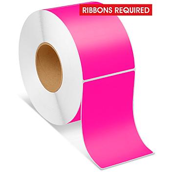 Industrial Thermal Transfer Labels - Fluorescent Pink, 4 x 6", Ribbons Required S-7990P