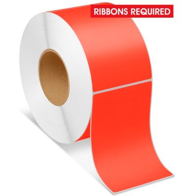 Industrial Thermal Transfer Labels - Fluorescent Red, 4 x 6", Ribbons Required S-7990R