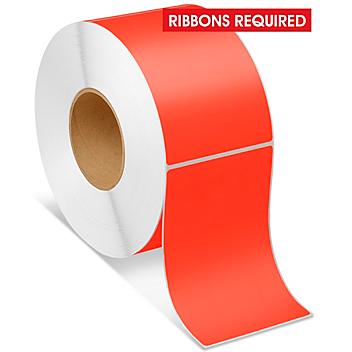 Industrial Thermal Transfer Labels - Fluorescent Red, 4 x 6", Ribbons Required S-7990R