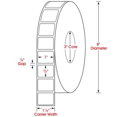 Industrial Thermal Transfer Labels - 1 x 3/4
