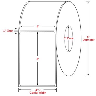 Removable Adhesive Industrial Thermal Transfer Labels - 4 x 6, Ribbons Required, White - ULINE - 4 Rolls - S-7995