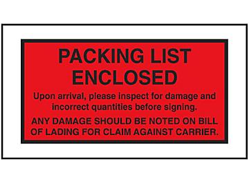"Packing List Enclosed" Full-Face Envelopes - Red, 7 x 6"