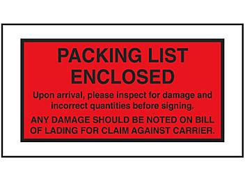 "Packing List Enclosed" Full-Face Envelopes - Red, 5 1/2 x 10" S-8067