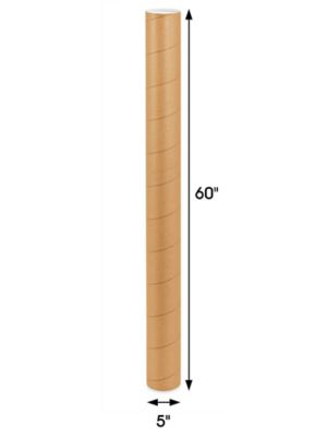 Jumbo Kraft Mailing Tubes with End Caps - 5 x 60