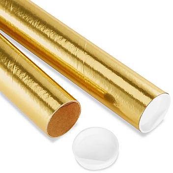 Mailing Tubes with End Caps - 2 x 9", .060" thick, Gold S-8102GOLD