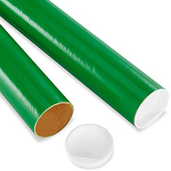 Mailing Tubes with End Caps - 2 x 9", .060" thick, Green S-8102GRN